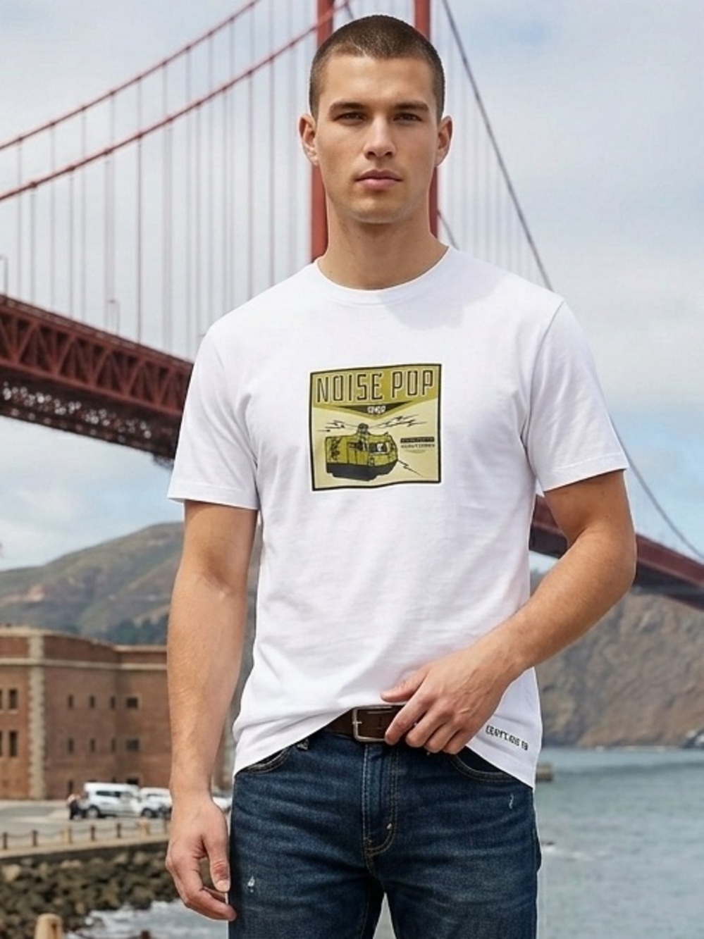 Vintage graphic tee "Noise pop" 2000 cable car graphic white Levi's NWOT Medium